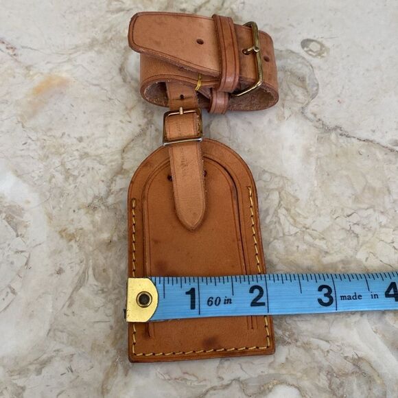 Vintage Louis Vuitton Vachetta Leather Luggage Tag & Poignet - Picture 14 of 15